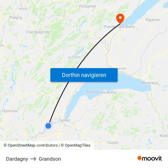 Dardagny to Grandson map