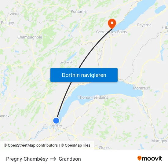Pregny-Chambésy to Grandson map