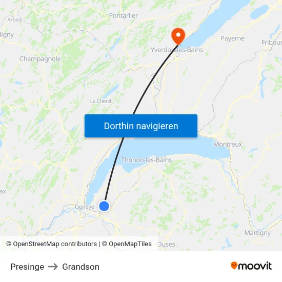 Presinge to Grandson map