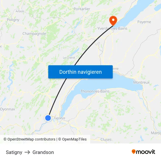 Satigny to Grandson map