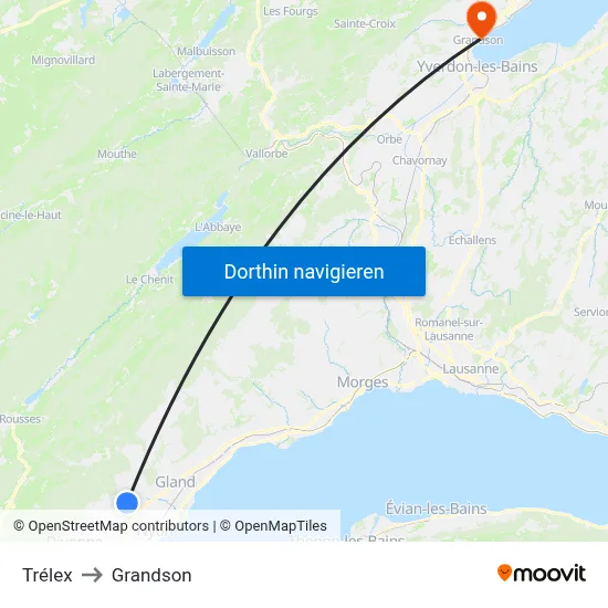 Trélex to Grandson map