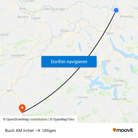 Buch AM Irchel to Uttigen map