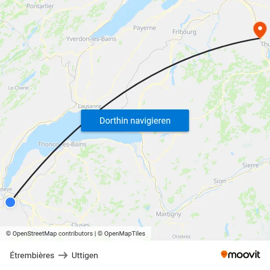 Étrembières to Uttigen map
