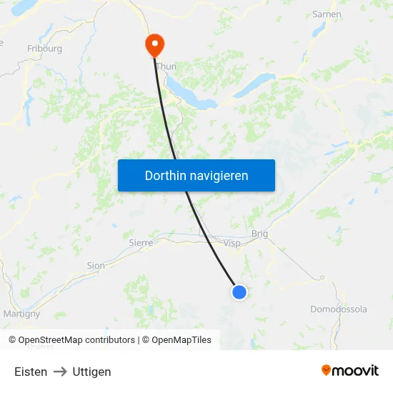 Eisten to Uttigen map