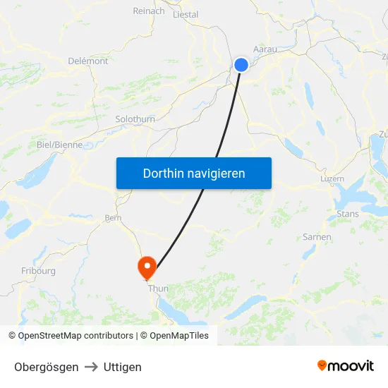 Obergösgen to Uttigen map