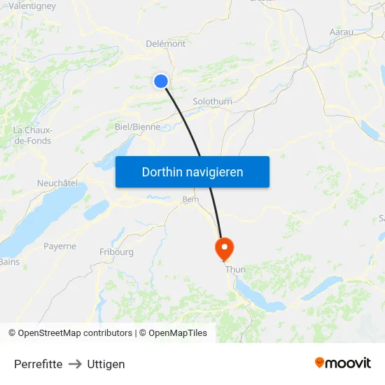Perrefitte to Uttigen map