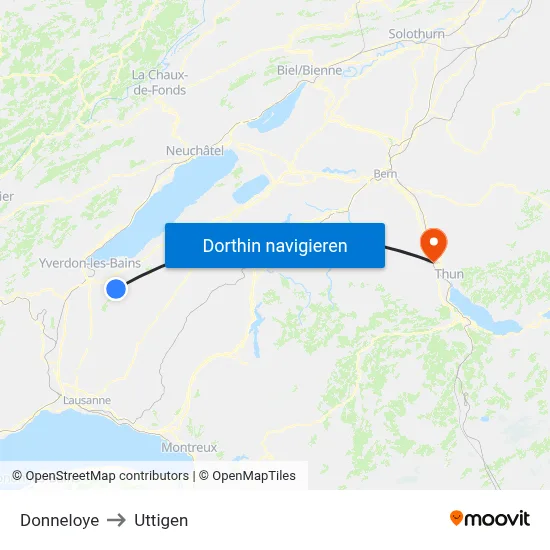 Donneloye to Uttigen map