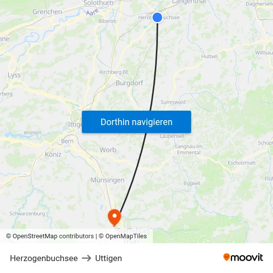 Herzogenbuchsee to Uttigen map