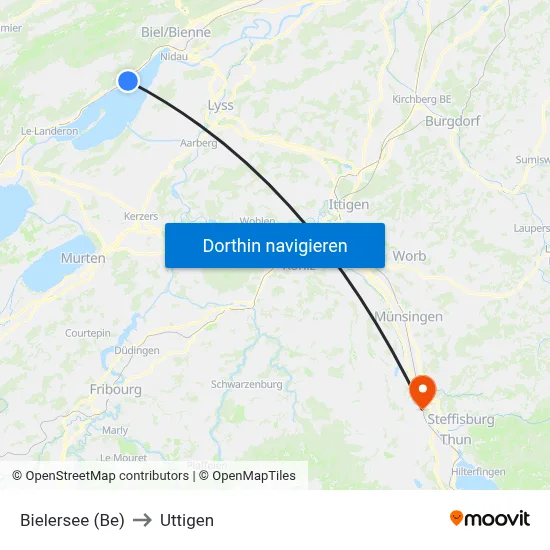 Bielersee (Be) to Uttigen map