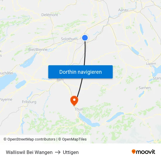 Walliswil Bei Wangen to Uttigen map