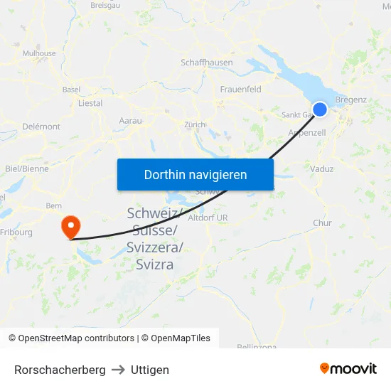Rorschacherberg to Uttigen map