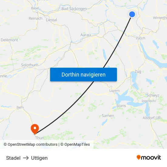 Stadel to Uttigen map