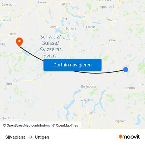 Silvaplana to Uttigen map