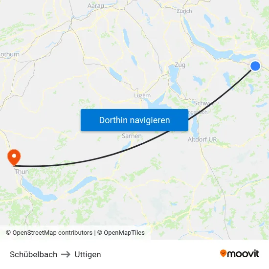 Schübelbach to Uttigen map