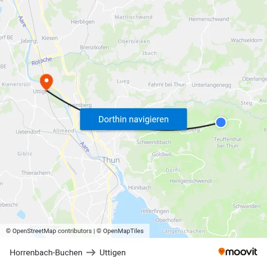 Horrenbach-Buchen to Uttigen map