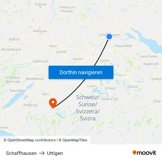 Schaffhausen to Uttigen map