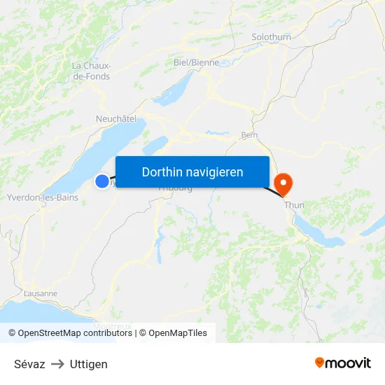 Sévaz to Uttigen map