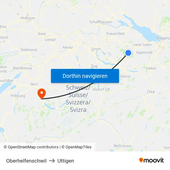 Oberhelfenschwil to Uttigen map