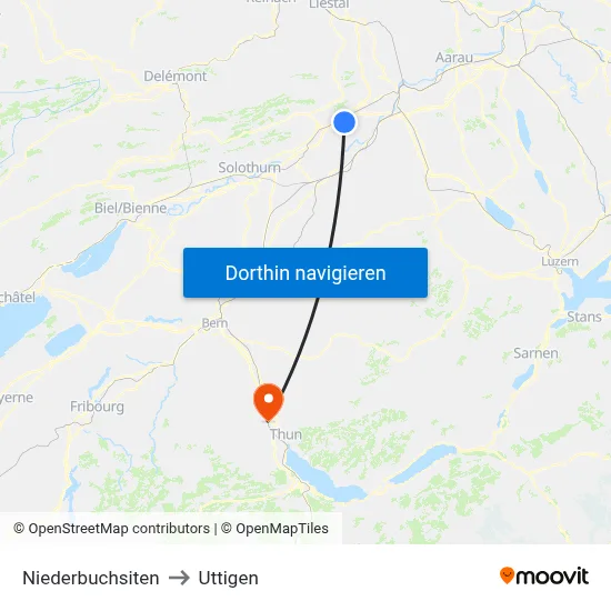 Niederbuchsiten to Uttigen map