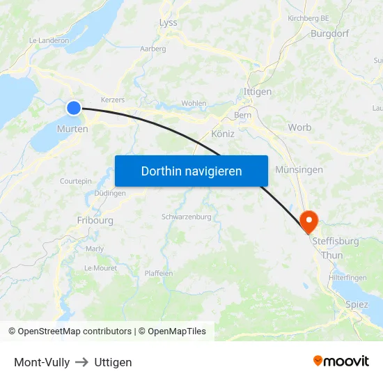 Mont-Vully to Uttigen map