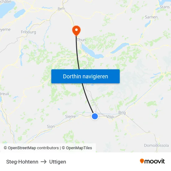 Steg-Hohtenn to Uttigen map