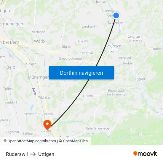 Rüderswil to Uttigen map