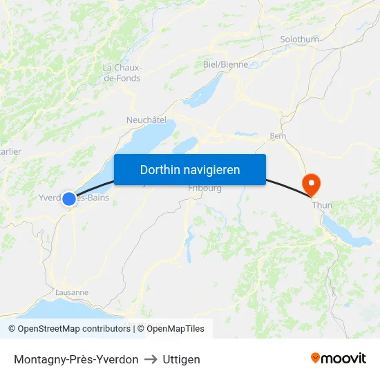 Montagny-Près-Yverdon to Uttigen map