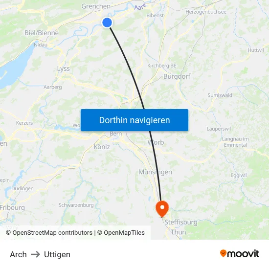 Arch to Uttigen map