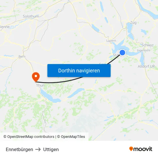 Ennetbürgen to Uttigen map
