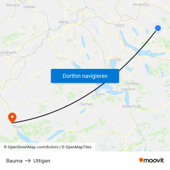 Bauma to Uttigen map