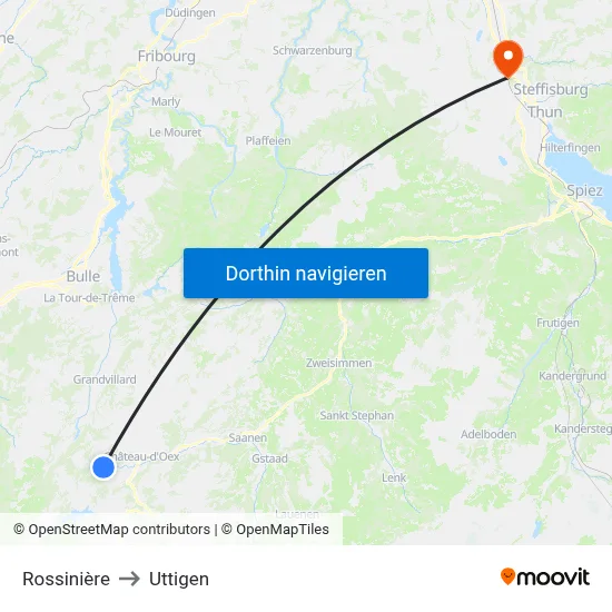 Rossinière to Uttigen map