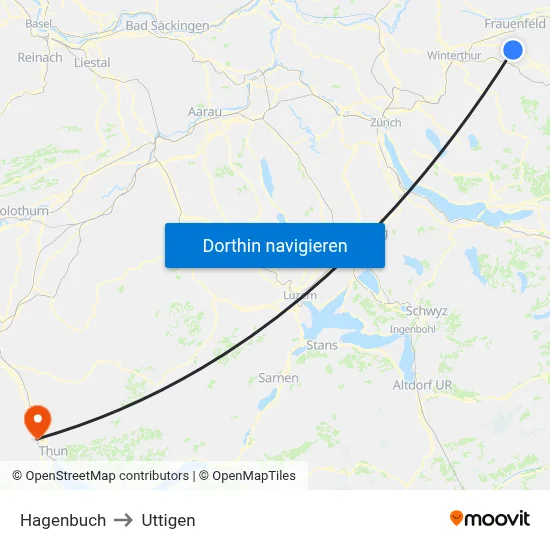 Hagenbuch to Uttigen map