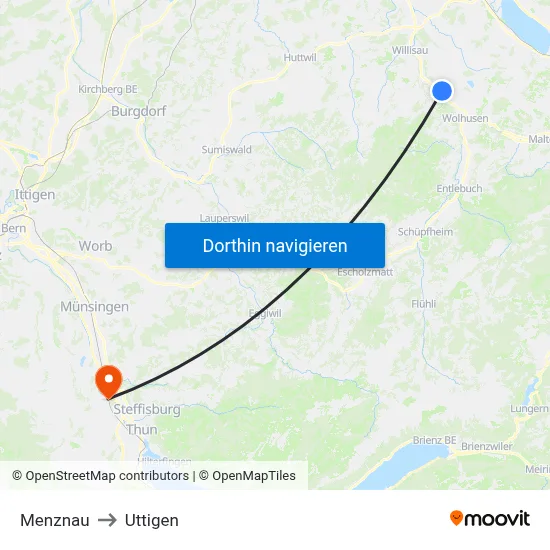 Menznau to Uttigen map