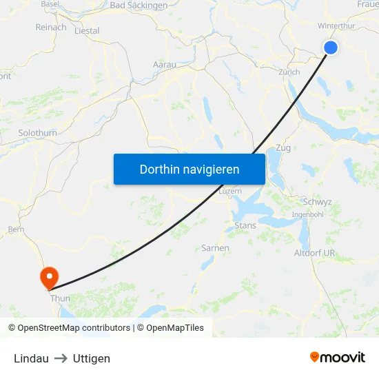 Lindau to Uttigen map
