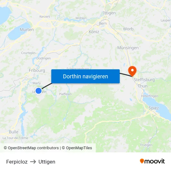 Ferpicloz to Uttigen map