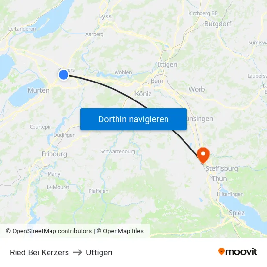 Ried Bei Kerzers to Uttigen map