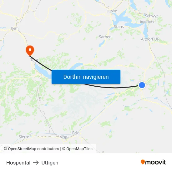 Hospental to Uttigen map