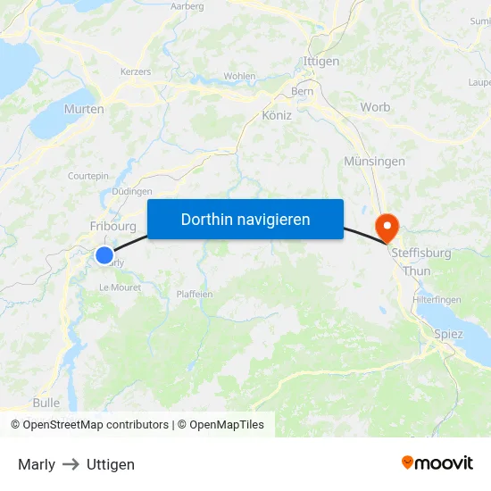 Marly to Uttigen map