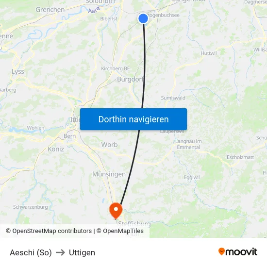Aeschi (So) to Uttigen map