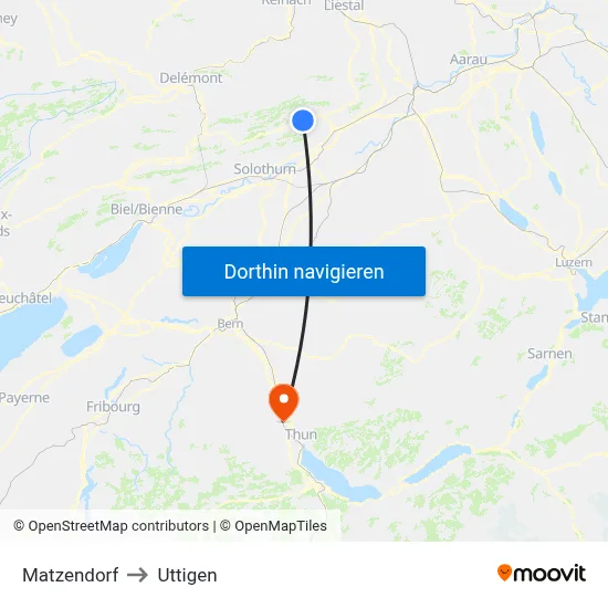Matzendorf to Uttigen map