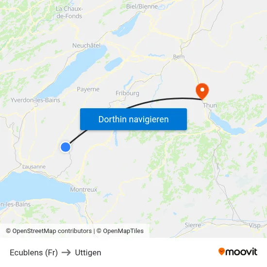 Ecublens (Fr) to Uttigen map