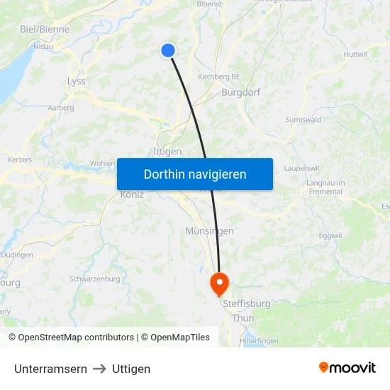 Unterramsern to Uttigen map