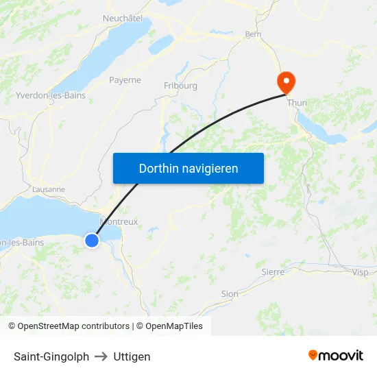 Saint-Gingolph to Uttigen map