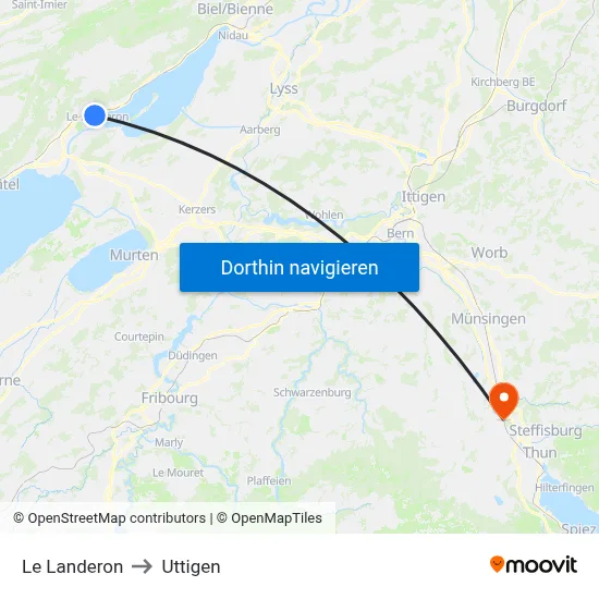 Le Landeron to Uttigen map