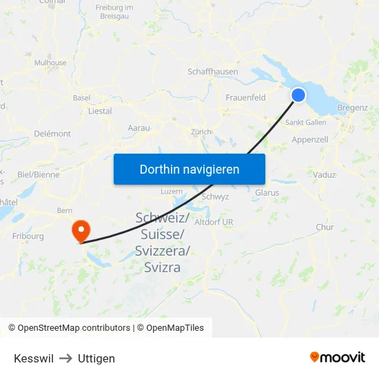 Kesswil to Uttigen map