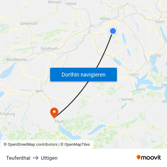 Teufenthal to Uttigen map