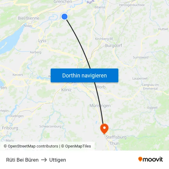 Rüti Bei Büren to Uttigen map
