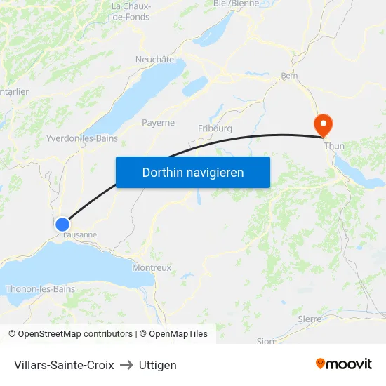 Villars-Sainte-Croix to Uttigen map