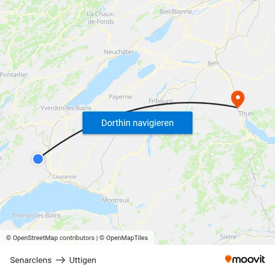 Senarclens to Uttigen map