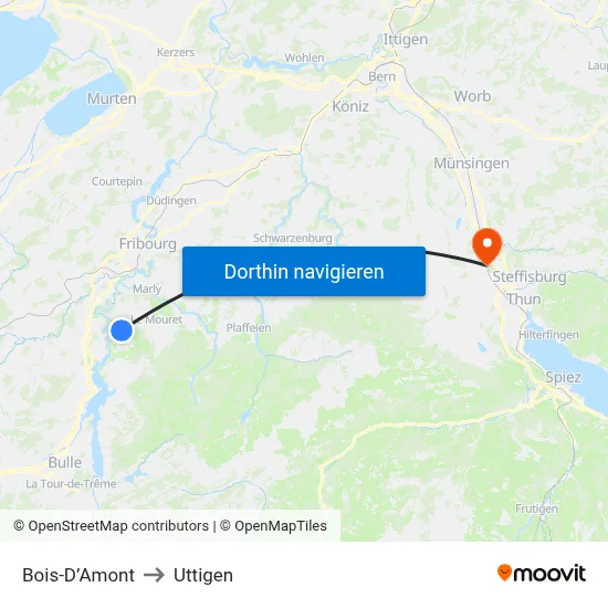 Bois-D’Amont to Uttigen map